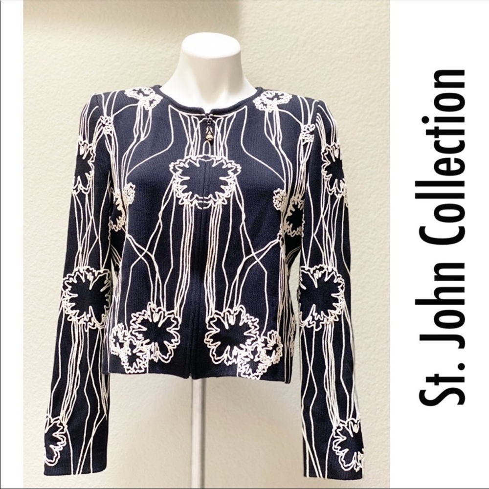St. John Collection black cardigan sweater jacket, 8
